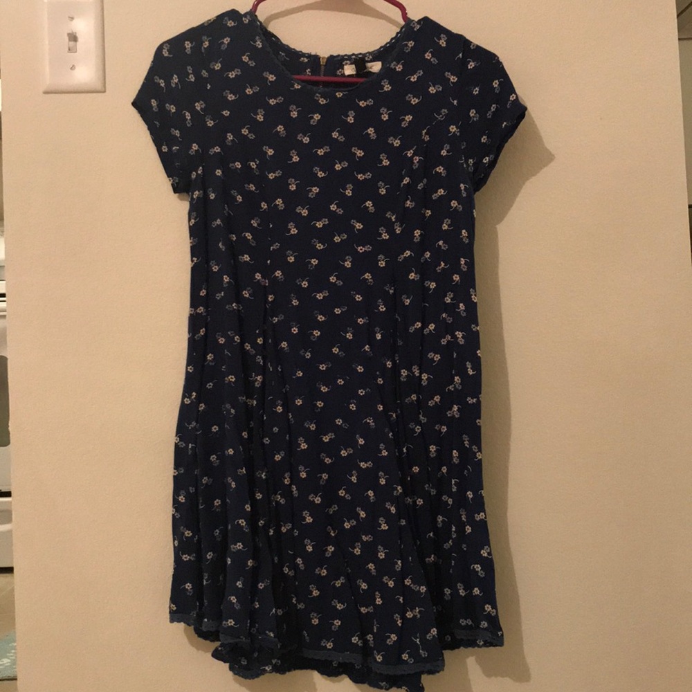 Navy Floral Short Babydoll Dress